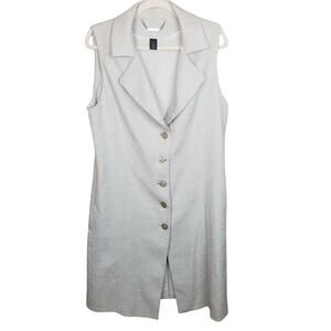 White House Black Market Womens Button Up Vest Sz M Gray Career Corp Office Work